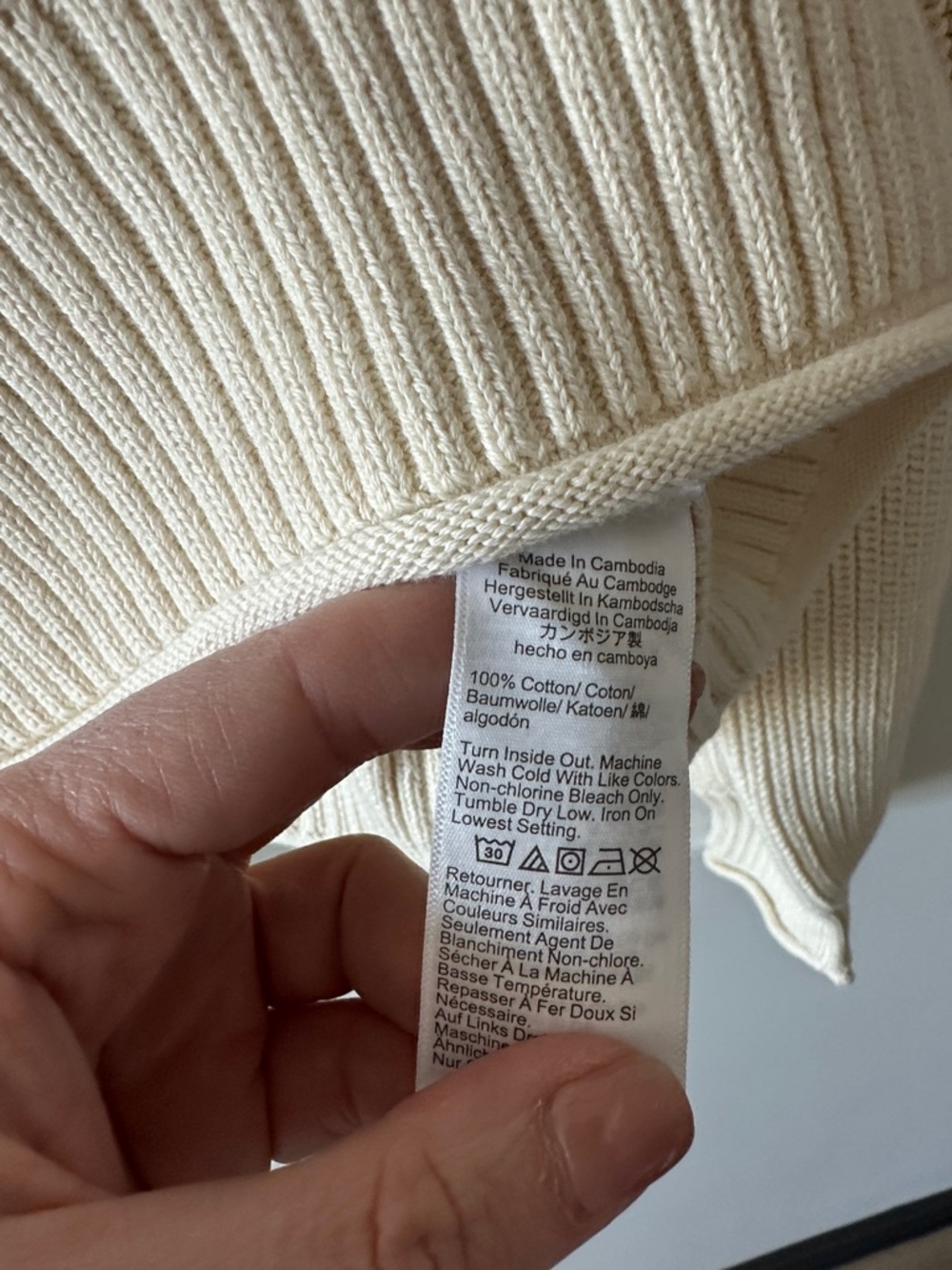 J. Crew Cream Button-Detail Ribbed Turtleneck Sweater - Picture 6 of 7